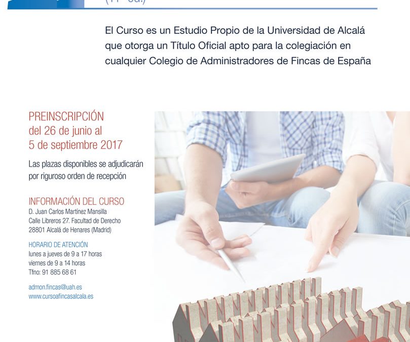 Preinscripción en el Curso de la Universidad de Alcalá en Administración de Fincas