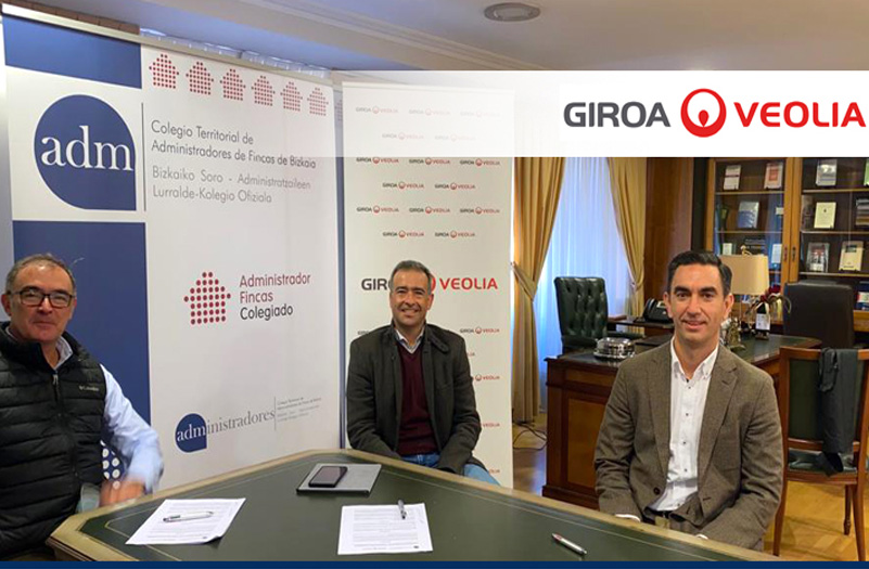 Giroa Veolia firma un acuerdo de colaboración con el Colegio de Administradores de Fincas de Bizkaia