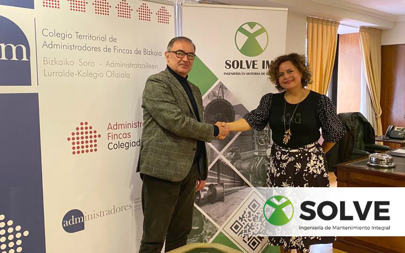 La empresa de ingeniería de mantenimiento de sistemas de bombeo Solve IMI firma un acuerdo de colaboración con el Colegio de Administradores de Fincas de Bizkaia