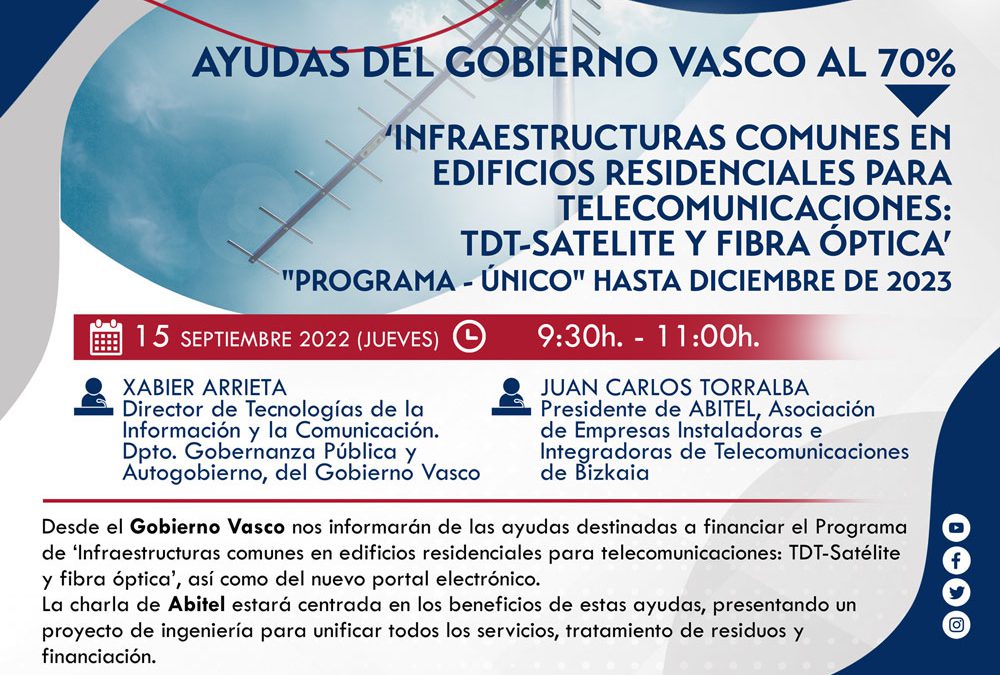 Ayudas del Gobierno Vasco al 70% para telecomunicaciones