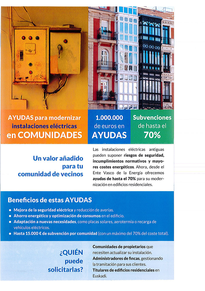 Ayudas para modernizar instalaciones eléctricas en comunidades